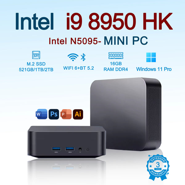 Intel Core i9-8950HK/Intel N5095 Mini PC Windows 11 16GB DDR4 1TB/2TB M.2 SSD Portable PC Gamer UHD Graphics  Mini PC Desktop Zentrospro