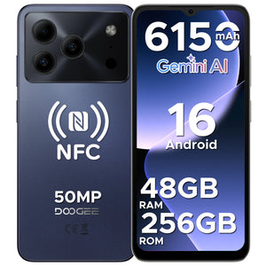 DOOGEE Note56 Plus Teléfono Inteligente yroid 16 48GB+256GB 6150mAh Large Batería 6.56'' 90Hz Pantalla UNISOC T7225 50MP Cámara NFC