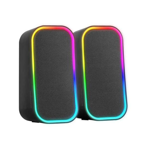 Mars Gaming MS-OM, 20W Gaming Speakers, RGB Dynamic Lighting, 5.3 + AUX-IN Bluetooth Speakers, Volume Control Box, DSP Chipset Customized, Universal Compatibility, Black or White Bluetooth Speakers Zentrospro