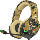 Tatybo gaming headsets with microphone for ps4 ps5 pc xboxone switch, gaming headphones with premium stereo, large earmuffs and 4 rgb light modes Zentrospro