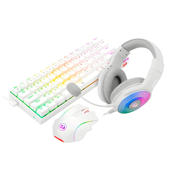 Redragon S129W Dragonborn Gaming Keyboard, Mouse & Headset Combo - Compact Mechanical Keyboard with Brown Switches, RGB Backlit Mouse with 7200 DPI, Stereo Headphones with 50mm Drivers for Enhanced Gaming Experience. Zentrospro