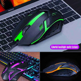 Almalux® Gaming Keyboard and Mouse Combo with Rainbow Backlit Mechanical Feel, USB, Multimedia Keys, Waterproof Design for PC Gaming Zentrospro