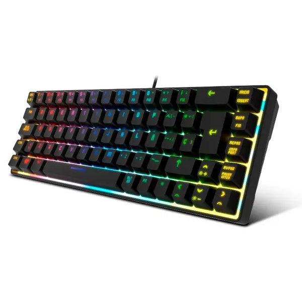 Krom Kalista - RGB Rainbow Gaming Keyboard, compact 62% design, membrane with anti-ghosting on 19 keys, customizable backlighting, compatible with Windows and Mac, perfect for gaming and transport. Zentrospro