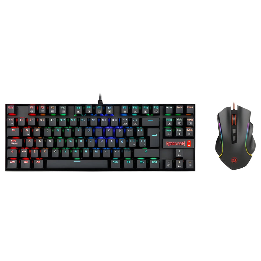 Redragon K552RGB+M607 Keyboard and Mouse Combo, featuring ergonomic design, RGB backlit keys, programmable macros, and universal compatibility with Windows, Mac, and Linux for superior performance in gaming and work. Zentrospro