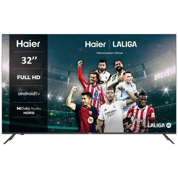 Haier Smart TV 32" H32K702FG OE con Full HD 1920x1080 resolution, yroid TV 11, Google Assistant, Dolby Audio, y borderless design for compact spaces, ideal for streaming apps like Netflix y easy connectivity con HDMI