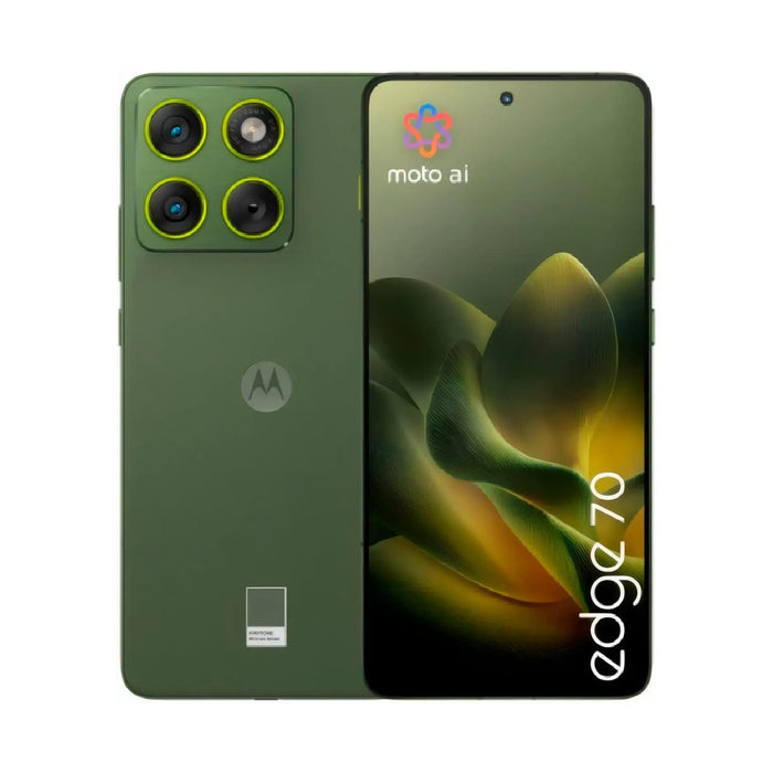 motorola moto edge 70 5G in Bronze Verde, 12GB RAM, 512GB Almacenamiento, 6.67" pOLED 120Hz Super HD Pantalla, Snapdragon 7 Gen 4 Procesador, triple 50MP Cámaras, 4800mAh Batería con 68W fast charging, dual SIM y yroid 16 smartph