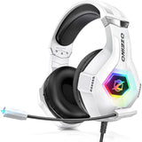 Tatybo gaming headsets with microphone for ps4 ps5 pc xboxone switch, gaming headphones with premium stereo, large earmuffs and 4 rgb light modes Zentrospro