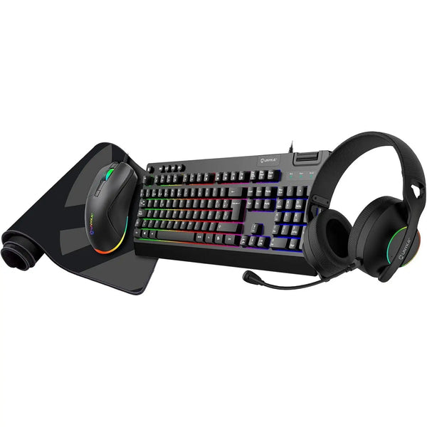 Nova Gaming Pack 4 in 1 Spanish – RGB Keyboard, Adjustable DPI Mouse, RGB Headset, and XL Mouse Pad for an immersive gaming experience with vibrant backlighting and ergonomic design. Zentrospro