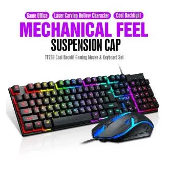 Rainbow LED Backlit Gaming Keyboard and Mouse Combo by Temco, featuring ergonomic design, USB connectivity, spill-resistant keyboard, and precise optical mouse for desktop computers, ideal for gaming and daily use. Zentrospro
