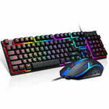 Almalux® Gaming Keyboard and Mouse Combo with Rainbow Backlit Mechanical Feel, USB, Multimedia Keys, Waterproof Design for PC Gaming Zentrospro