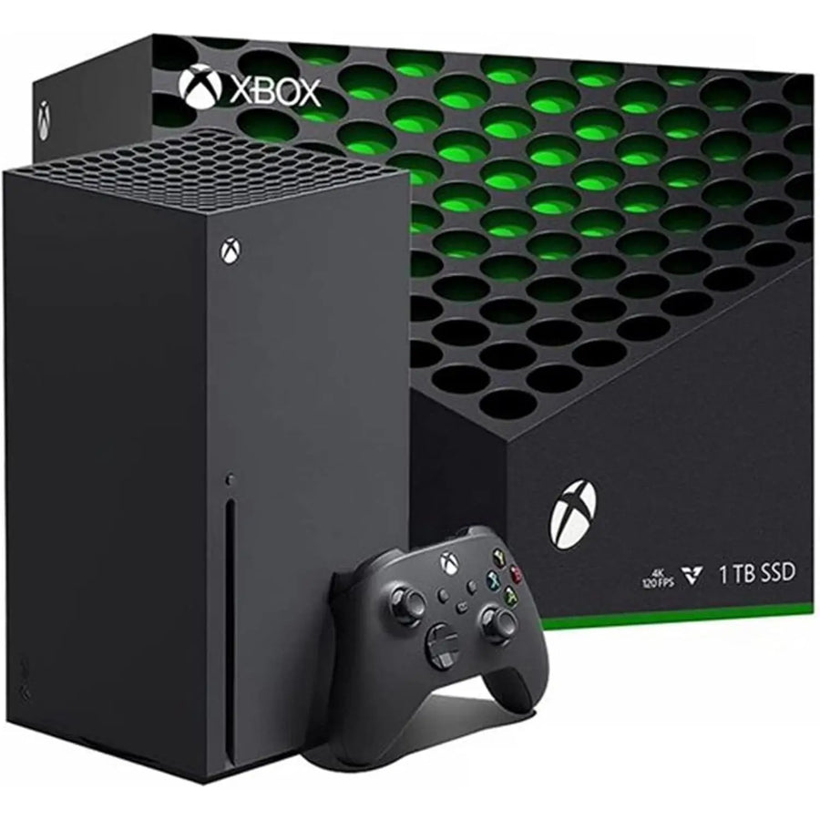 Xbox Series X - 1TB - Carbon Negro, the powerful Gaming Consola featuring a custom SSD for ultra-fast performance, 4K HDR Gaming up to 120 FPS, y sleek design, compatible con thousys of titles across four generations.