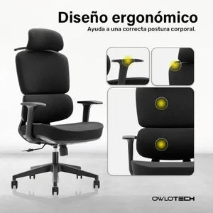 Owlotech Prestige Silla Escritorio Ergonómica Negra