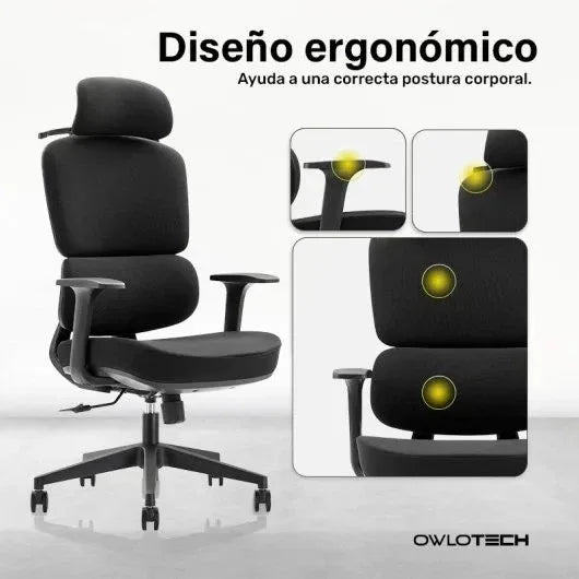 Owlotech Prestige Silla Escritorio Ergonómica Negra