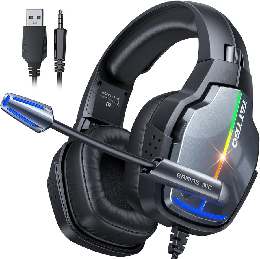 Gaming headphones for ps5 ps4 pc, gaming headphones with noise canceling microphone 3d stereo sound 50 mm drivers, 90 °   Rotating earmuffs for switch xbox laptop phone Zentrospro