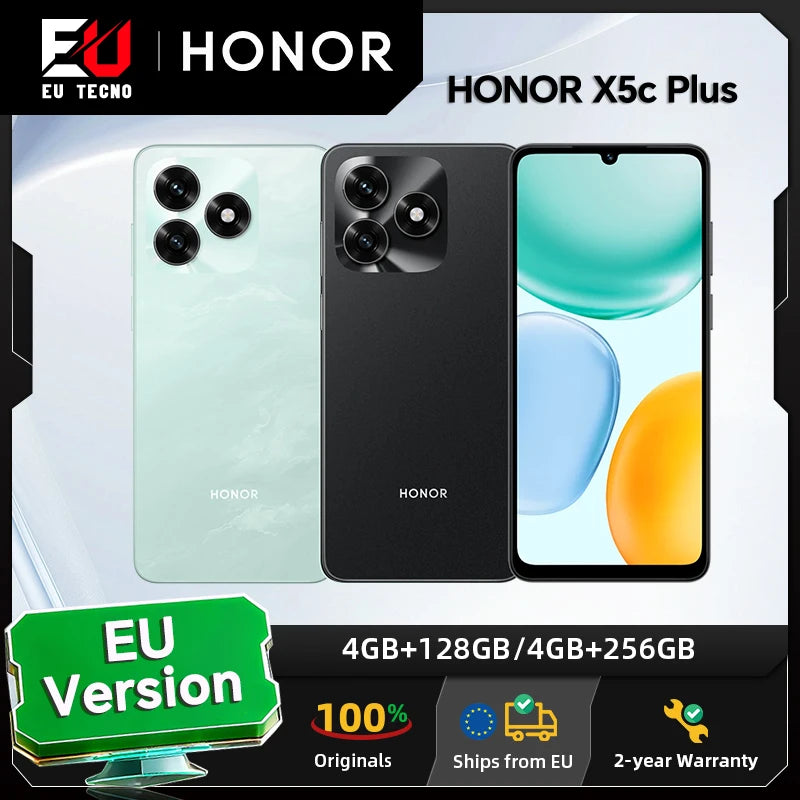 HONOR X5c Plus 4G,EU Versión, 4G Teléfono Inteligente, 5260 mAh Batería,50MP Main Cámara, MTK Octa-core CPU,6.74-pulgadas LCD Screen