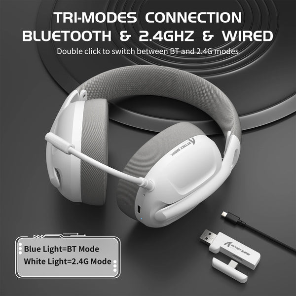 ATTACK SHARK L80 Ultra-Light Tri-Mode Gaming Headset Lightweight Wireless Gaming Headset for PC/PS4/PS5/Switch/Xbox Zentrospro