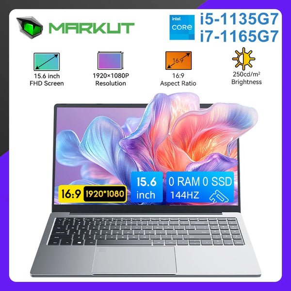 Markut Laptop 15.6 Inch Portable Notebook With Intel CPU I7-1165G7 No RAM No SSD 1920*1080 FHD Display Laptop - German Keyboard Zentrospro