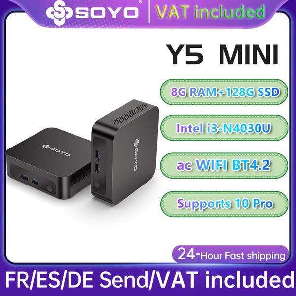 SOYO Mini PC Y5 Intel i3 4030U 8GB RAM 128GB ROM Windows 10 Pro WiFi BT4.2 Desktop Computer Zentrospro