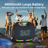 ZEALOT-ZE21 250W Portable Bluetooth Speaker High Volume Waterproof 48000mAh Wireless TWS Subwoofer Suporrt USB/TF/AUX RGB light Zentrospro