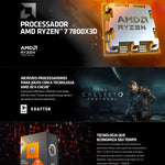 AMD Ryzen 7 7800X3D Processor R7 7800X3D 5.0 GHz 8-Core 16-Thread CPU Processor 5NM 96M Socket AM5 Motherboard Support X670/B650 Zentrospro
