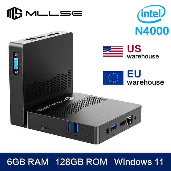 MLLSE M2 Air Mini PC Intel Celeron N4000 CPU Window11 6GB RAM 128GB ROM Dual-Band WiFi VGA Portable Mini Computer BT4.2 Zentrospro