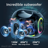 ZEALOT-ZE21 250W Portable Bluetooth Speaker High Volume Waterproof 48000mAh Wireless TWS Subwoofer Suporrt USB/TF/AUX RGB light Zentrospro