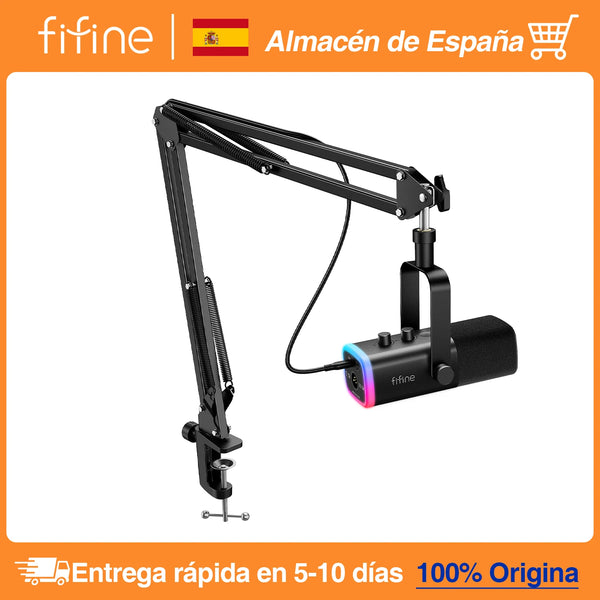 FIFINE XLR/USB Gaming Microphone Kit with Headphone Jack/Mute/RGB /Arm Stand,Dynamic Mic Set for PC PS5/4 Mixer AmpliGame AM8T Zentrospro