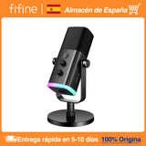 FIFINE USB/XLR Dynamic Microphone with Touch Mute Button,Headphone jack,I/O Controls,for PC PS5/4 mixer,Gaming MIC Ampligame AM8 Zentrospro